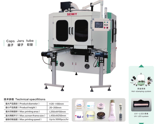 1-3 Color 50 pcs/min Fully Automatic  Screen Printing Machine For Round Jars