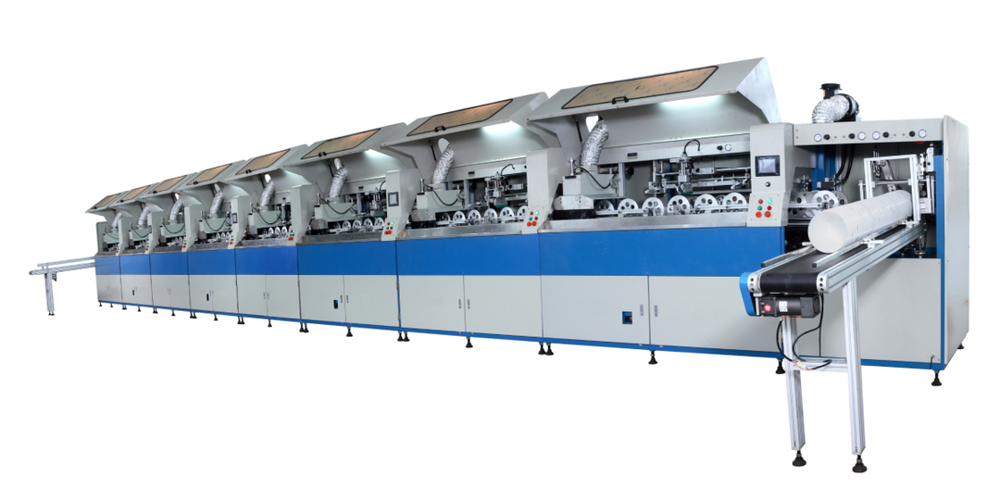 2000 szt./godz. Wielokolorowa sitodrukarka do cylindrycznych wiader, maks. średnica pojemnika 220 mm